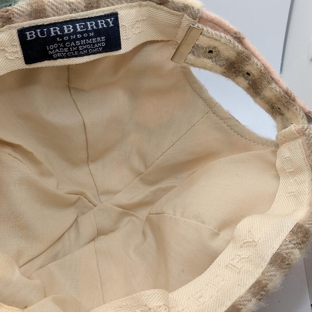 Burberry London 100% Cashmere Candy  Pink Plaid Nova Check Baseball Cap Hat - Picture 4 of 5